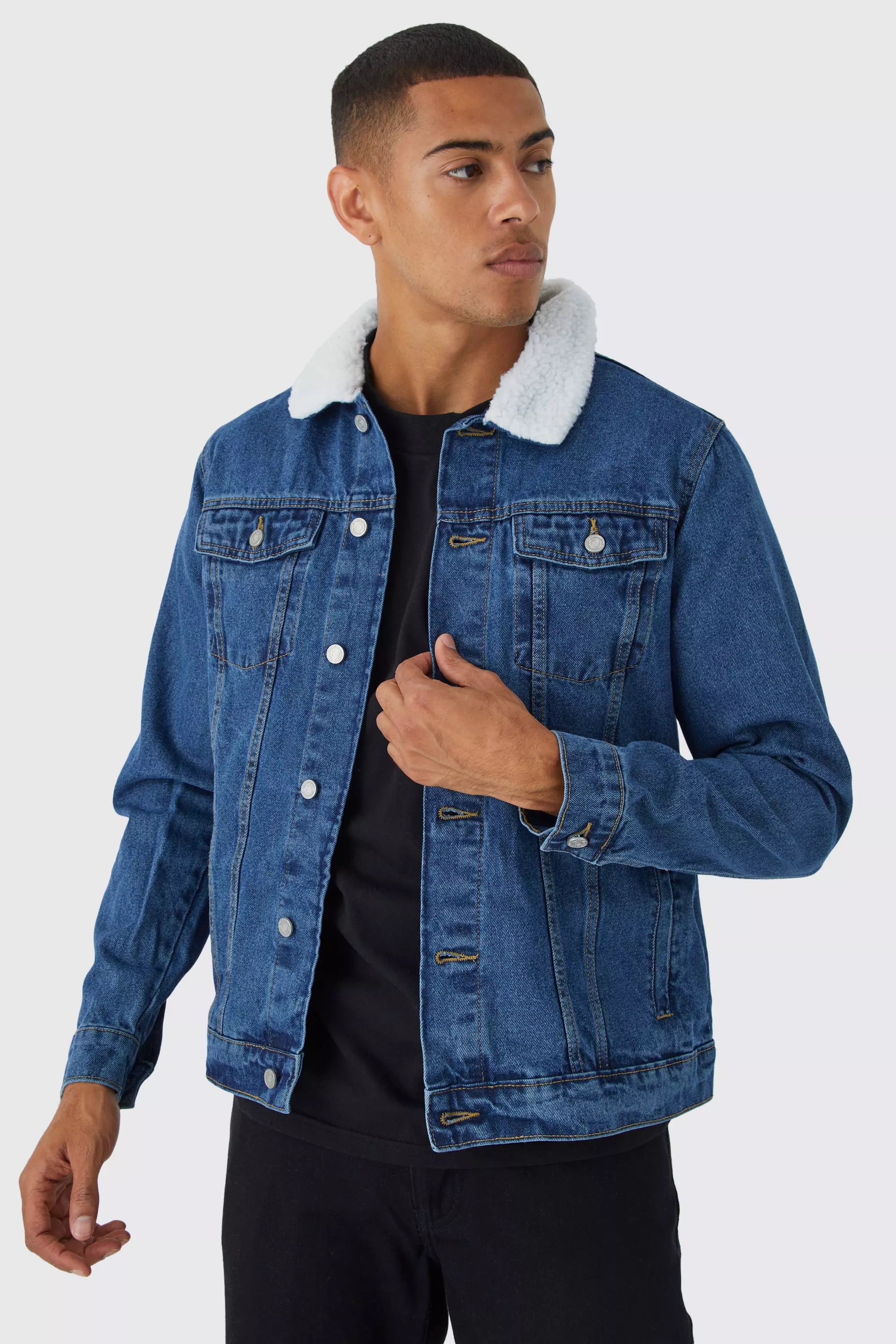 Denim jacket hot sale with borg